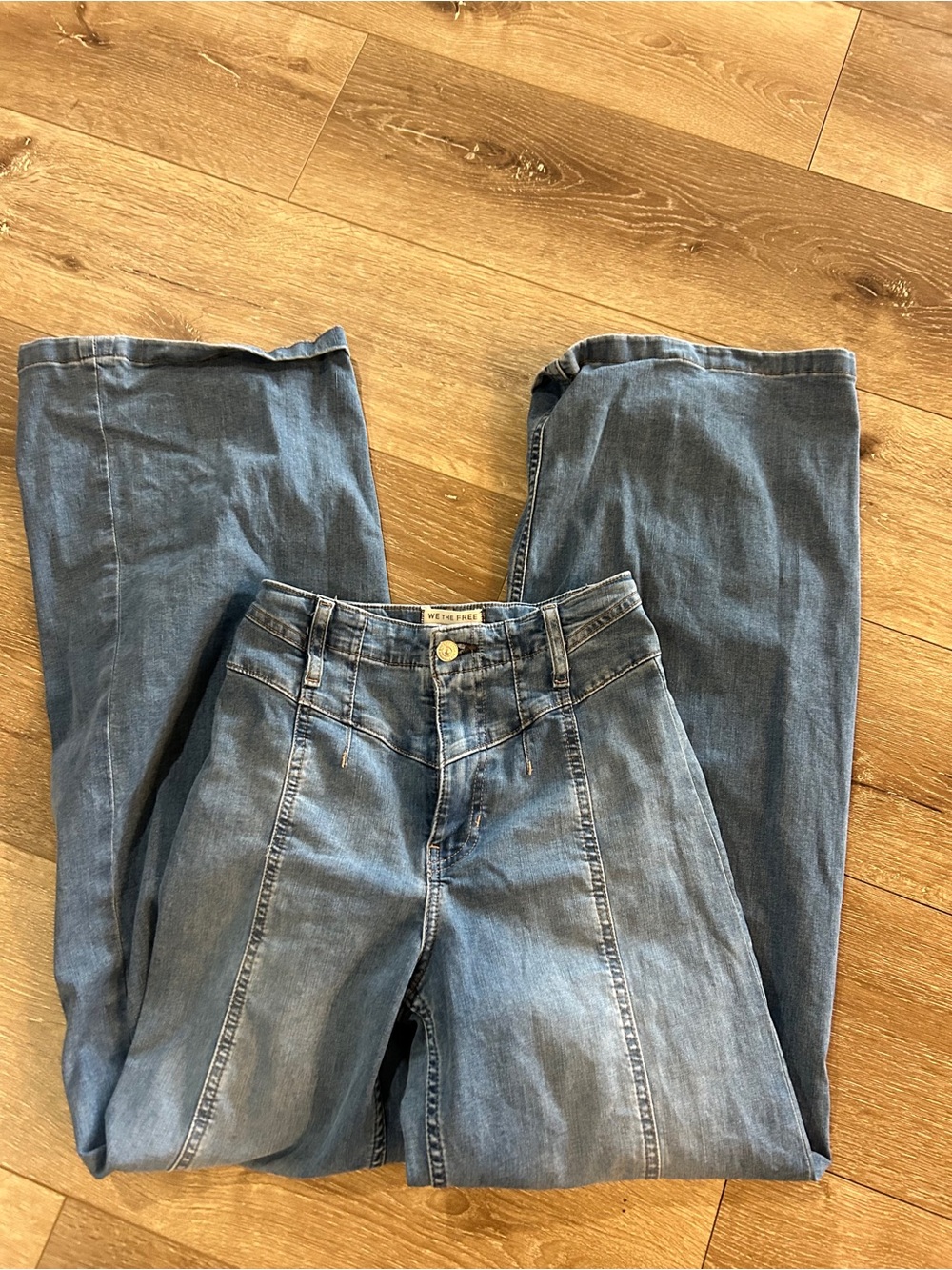 We The Free Light Blue Flared Wide-Leg Jeans